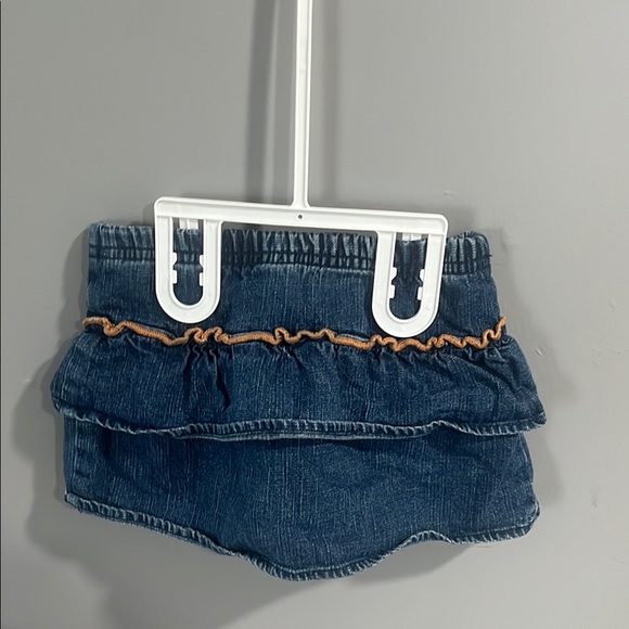 Blue and Orange Mini Bubble Skirt with Ruffled Tiers - Picture 4 of 5